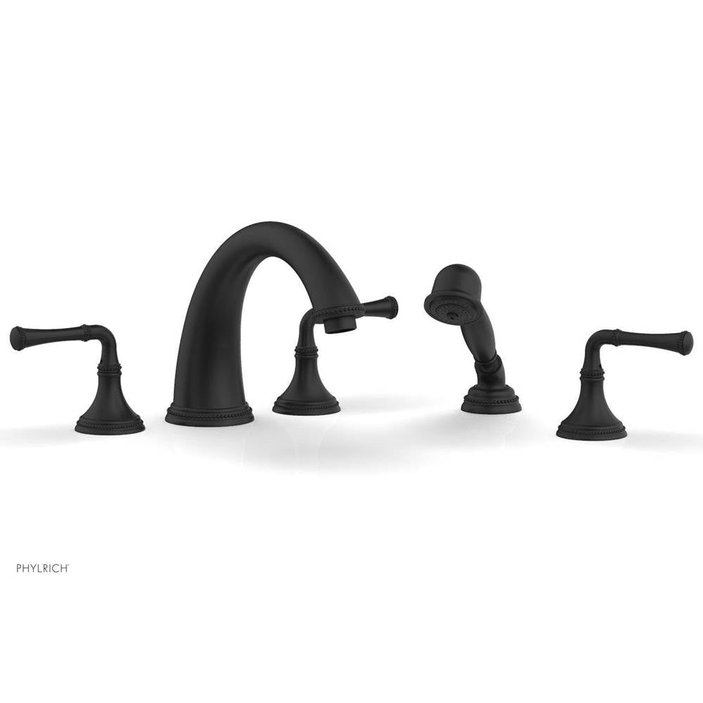 Phylrich - BEADED Deck Tub Set with Hand Shower - Lever Handles 207-48 - Satin Nickel