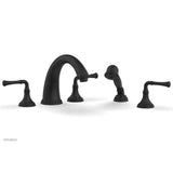 Phylrich - BEADED Deck Tub Set with Hand Shower - Lever Handles 207-48 - Satin Nickel