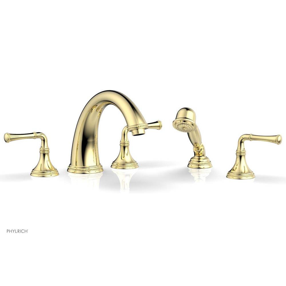 Phylrich - BEADED Deck Tub Set with Hand Shower - Lever Handles 207-48 - French Brass