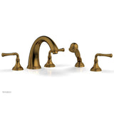 Phylrich - BEADED Deck Tub Set with Hand Shower - Lever Handles 207-48 - Polished Gold
