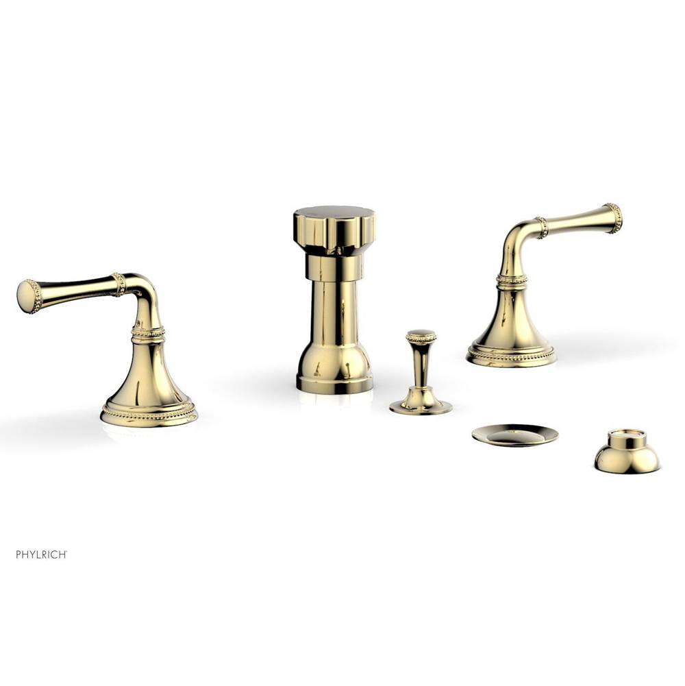 Phylrich - BEADED Four Hole Bidet Set 207-60 - Polished Brass Uncoated