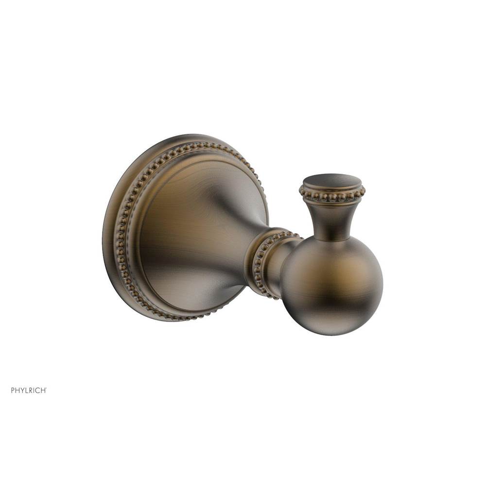 Phylrich - BEADED Single Robe Hook 207-76 - Old English Brass