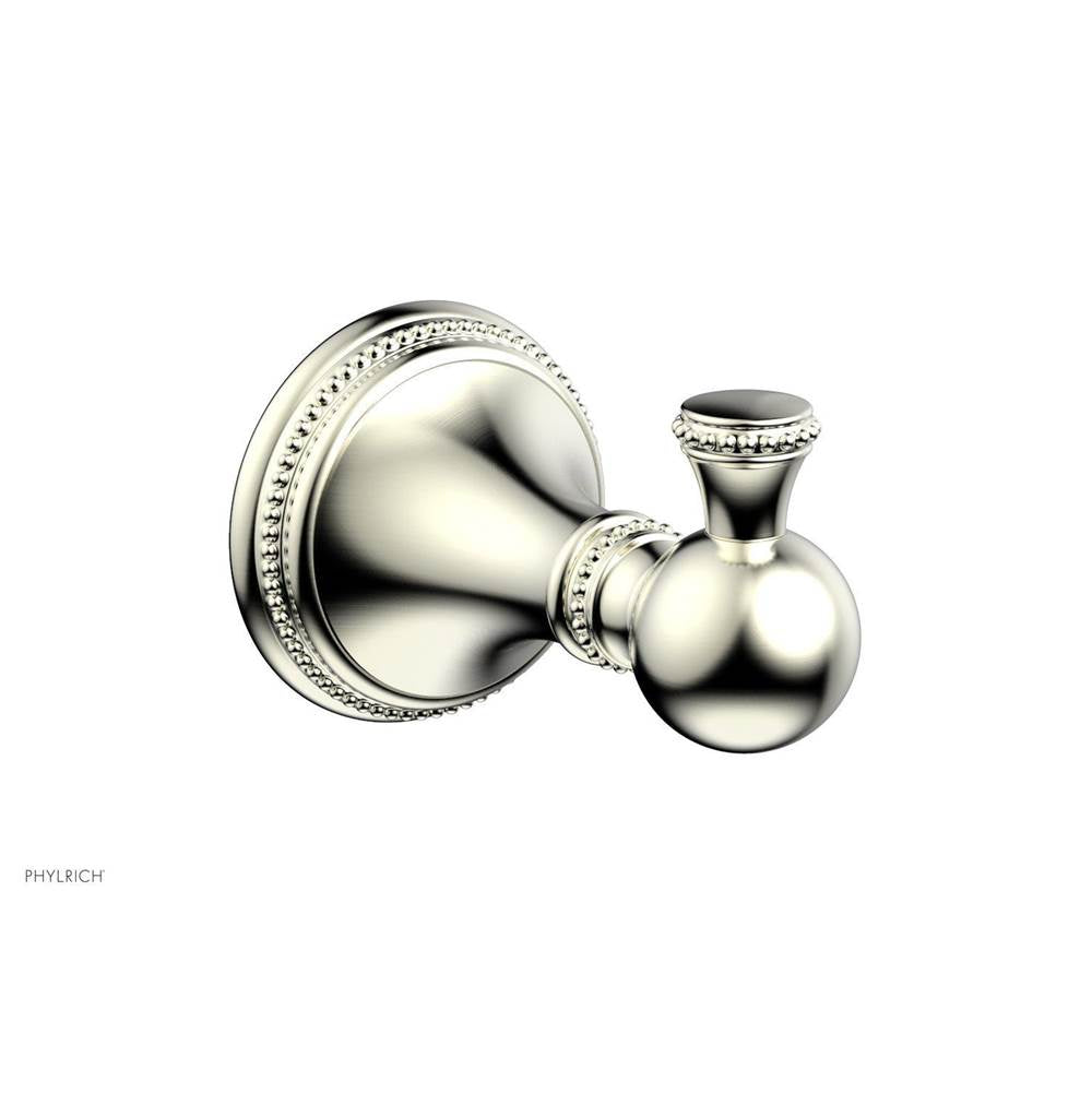 Phylrich - BEADED Single Robe Hook 207-76 - Satin Nickel