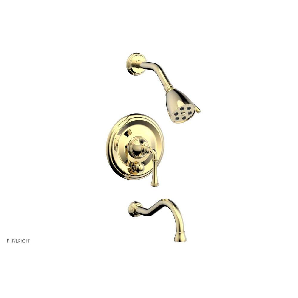 Phylrich - COINED Pressure Balance Tub and Shower Set - Lever Handle 208-26 - Polished Brass Uncoated