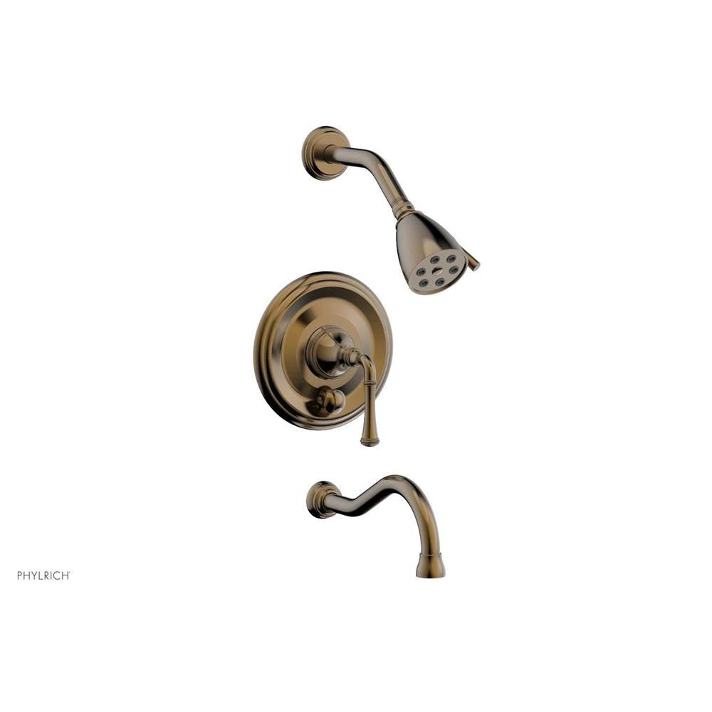 Phylrich - COINED Pressure Balance Tub and Shower Set - Lever Handle 208-26 - Antique Brass