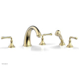 Phylrich - COINED Deck Tub Set with Hand Shower - Lever Handles 208-48 - Polished Brass Uncoated