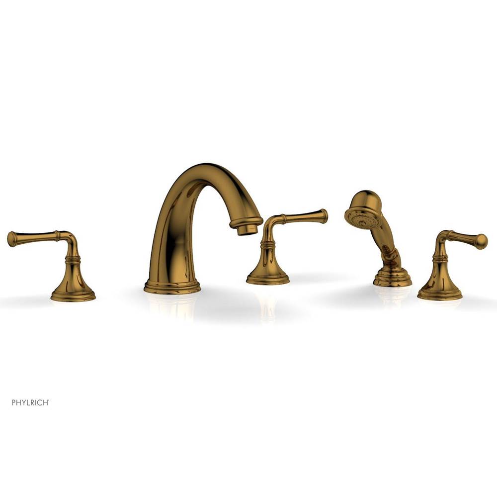 Phylrich - COINED Deck Tub Set with Hand Shower - Lever Handles 208-48 - Polished Gold