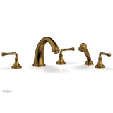 Phylrich - COINED Deck Tub Set with Hand Shower - Lever Handles 208-48 - Polished Gold