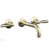 Phylrich - Wall Lav Faucet Works, Lever Handles - Polished Brass Uncoated