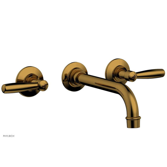 Phylrich - Wall Lav Faucet Works, Lever Handles - French Brass