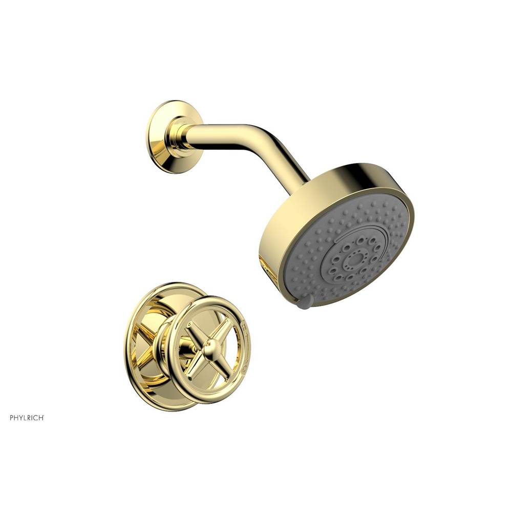 Phylrich - Pb Shwr Kit Works, Cross Handle - Polished Brass