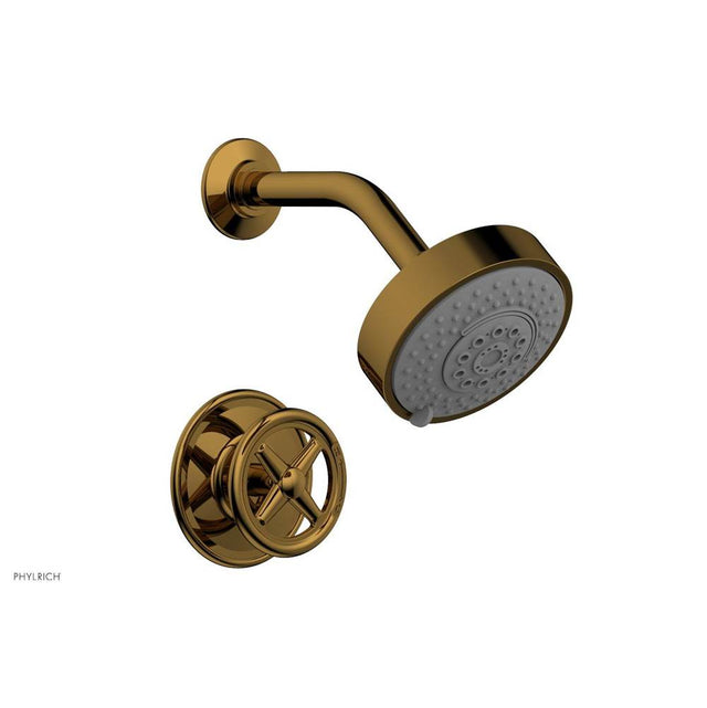Phylrich - Pb Shwr Kit Works, Cross Handle - French Brass