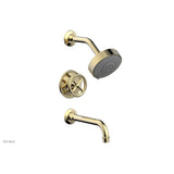 Phylrich - Pb Tub & Shwr Kit Works, Cross Handle - Polished Brass Uncoated