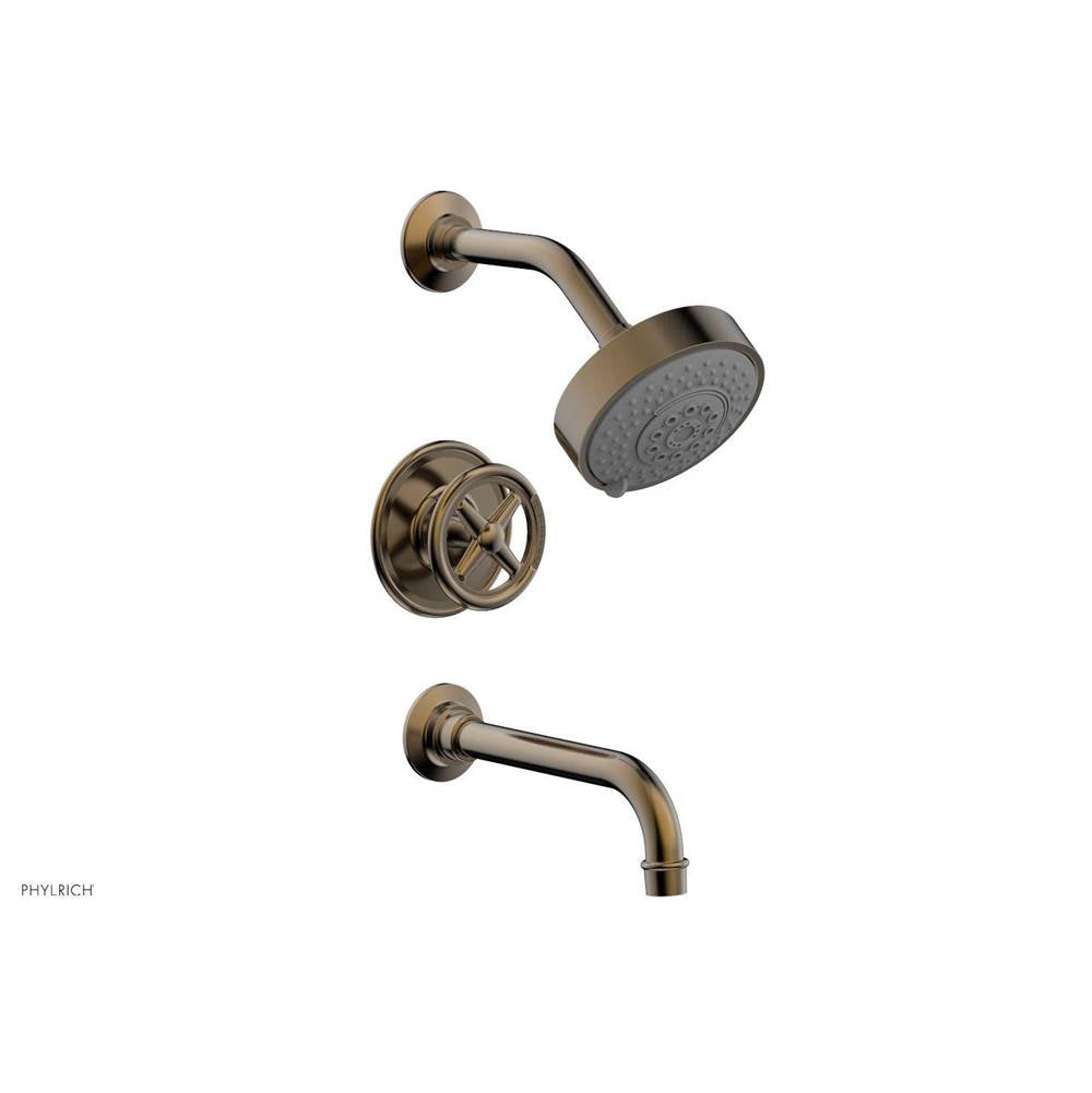 Phylrich - Pb Tub & Shwr Kit Works, Cross Handle - Antique Brass
