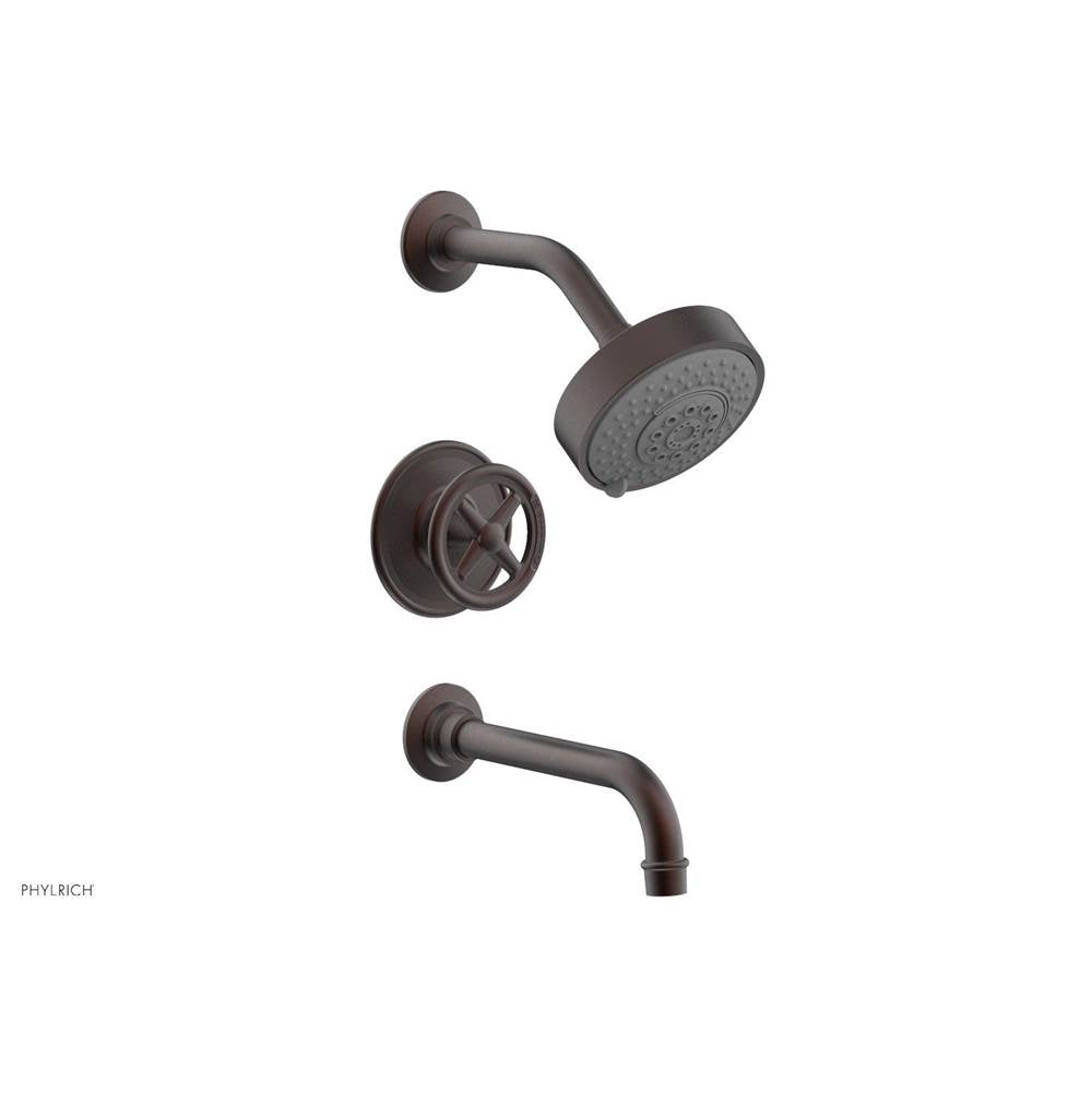 Phylrich - Pb Tub & Shwr Kit Works, Cross Handle - Weathered Copper