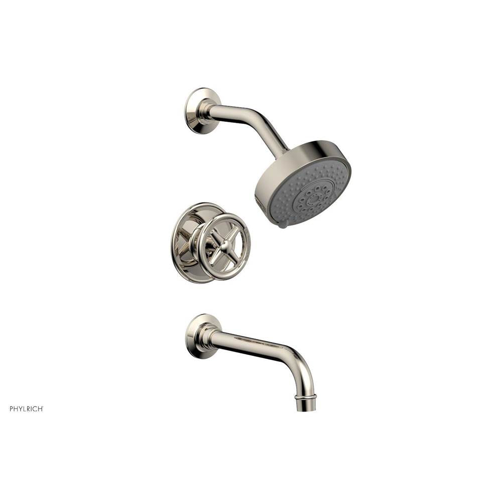 Phylrich - Pb Tub & Shwr Kit Works, Cross Handle - Polished Nickel