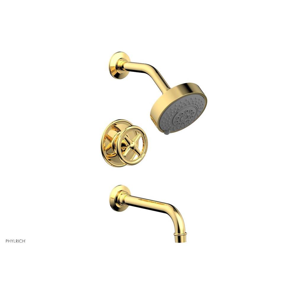 Phylrich - Pb Tub & Shwr Kit Works, Cross Handle - Polished Gold