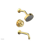 Phylrich - Pb Tub & Shwr Kit Works, Cross Handle - Satin Gold