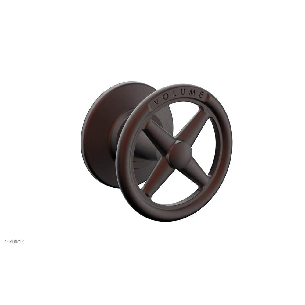 Phylrich - Volume Control Trim Works, Cross Handle Engraved - Weathered Copper