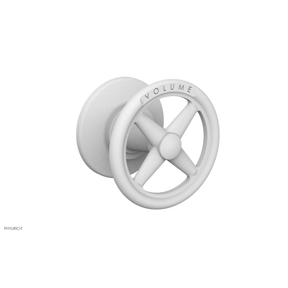 Phylrich - Volume Control Trim Works, Cross Handle Engraved - Satin White