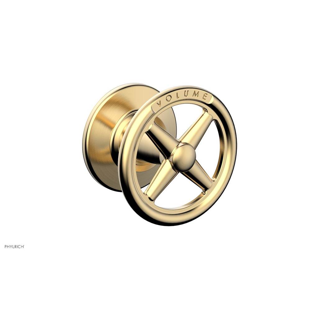 Phylrich - Volume Control Trim Works, Cross Handle Engraved - Satin Brass