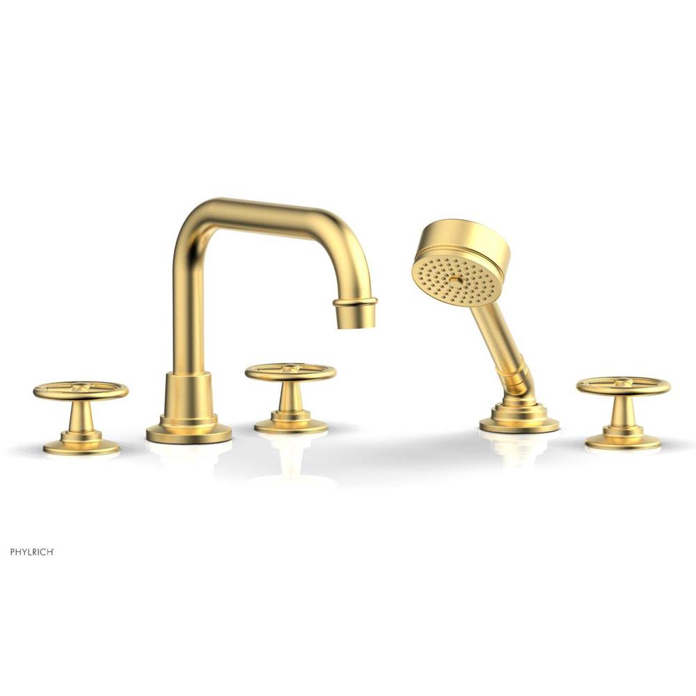 Phylrich - Deck Tub Set Works W/ Hs, Cross Handle - Satin Gold