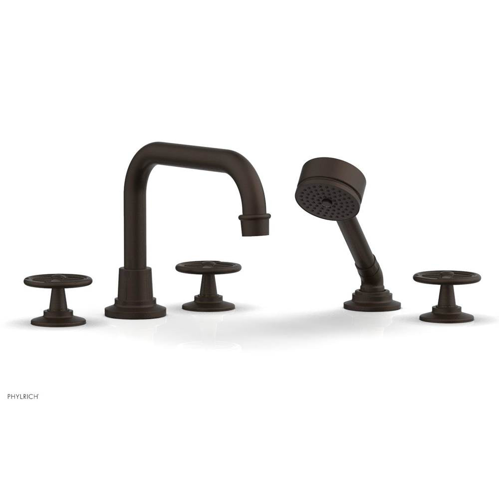 Phylrich - Deck Tub Set Works W/ Hs, Cross Handle - Antique Brass