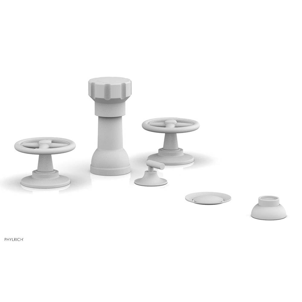 Phylrich - Four Hole Bidet Set Works, Cross Handle - Satin White