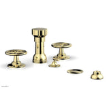 Phylrich - Four Hole Bidet Set Works, Cross Handle - Polished Brass