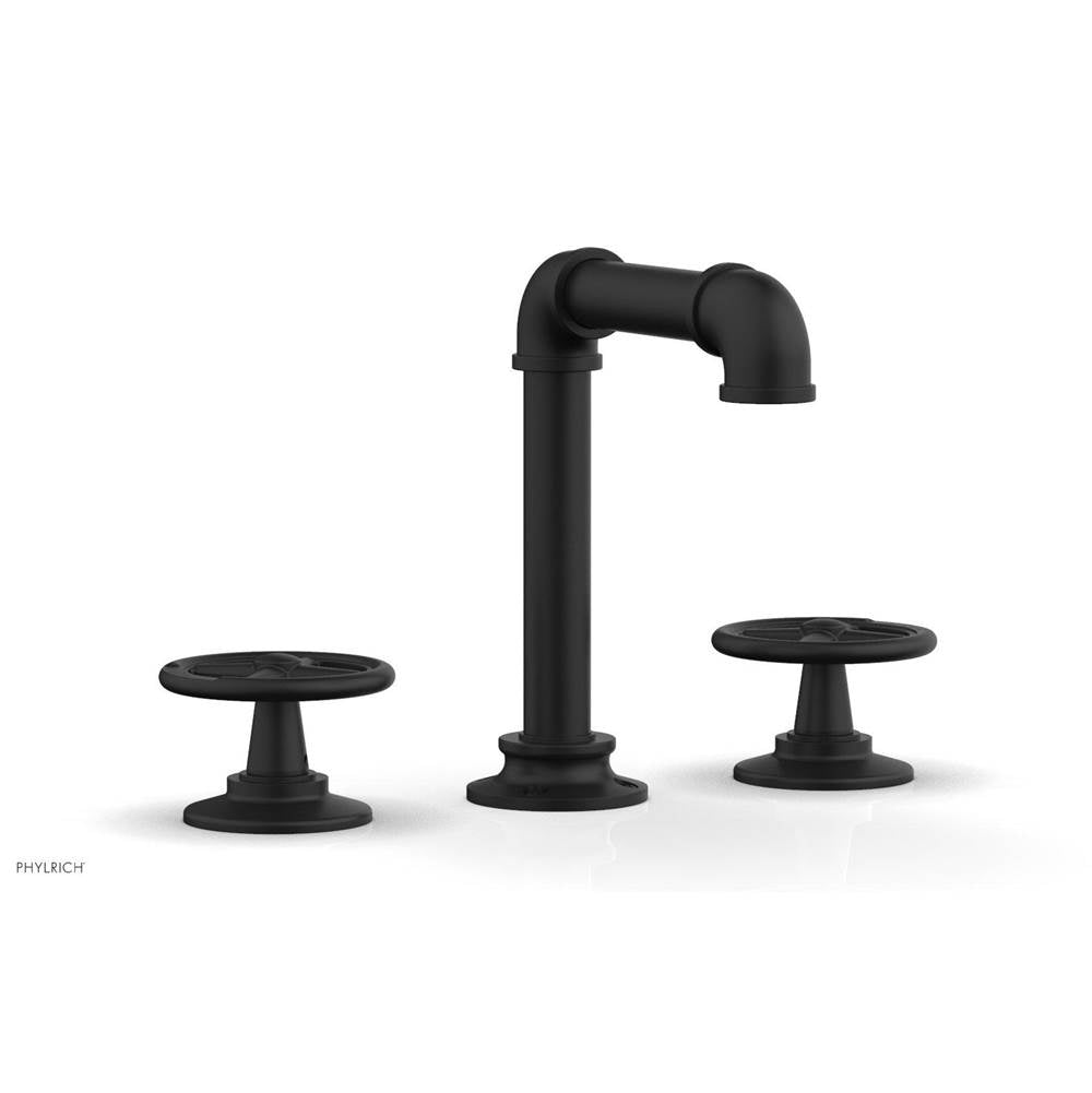 Phylrich - WORKS 2 Widespread Faucet, Square Spt, Hight Spout, Cross Handles - Matte Black