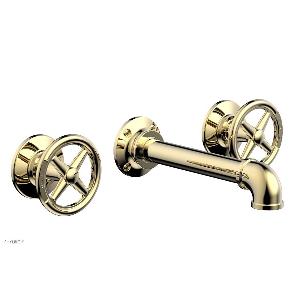 Phylrich - Wall Lav Faucet Works Industrial, Cross Handles - Polished Brass Uncoated