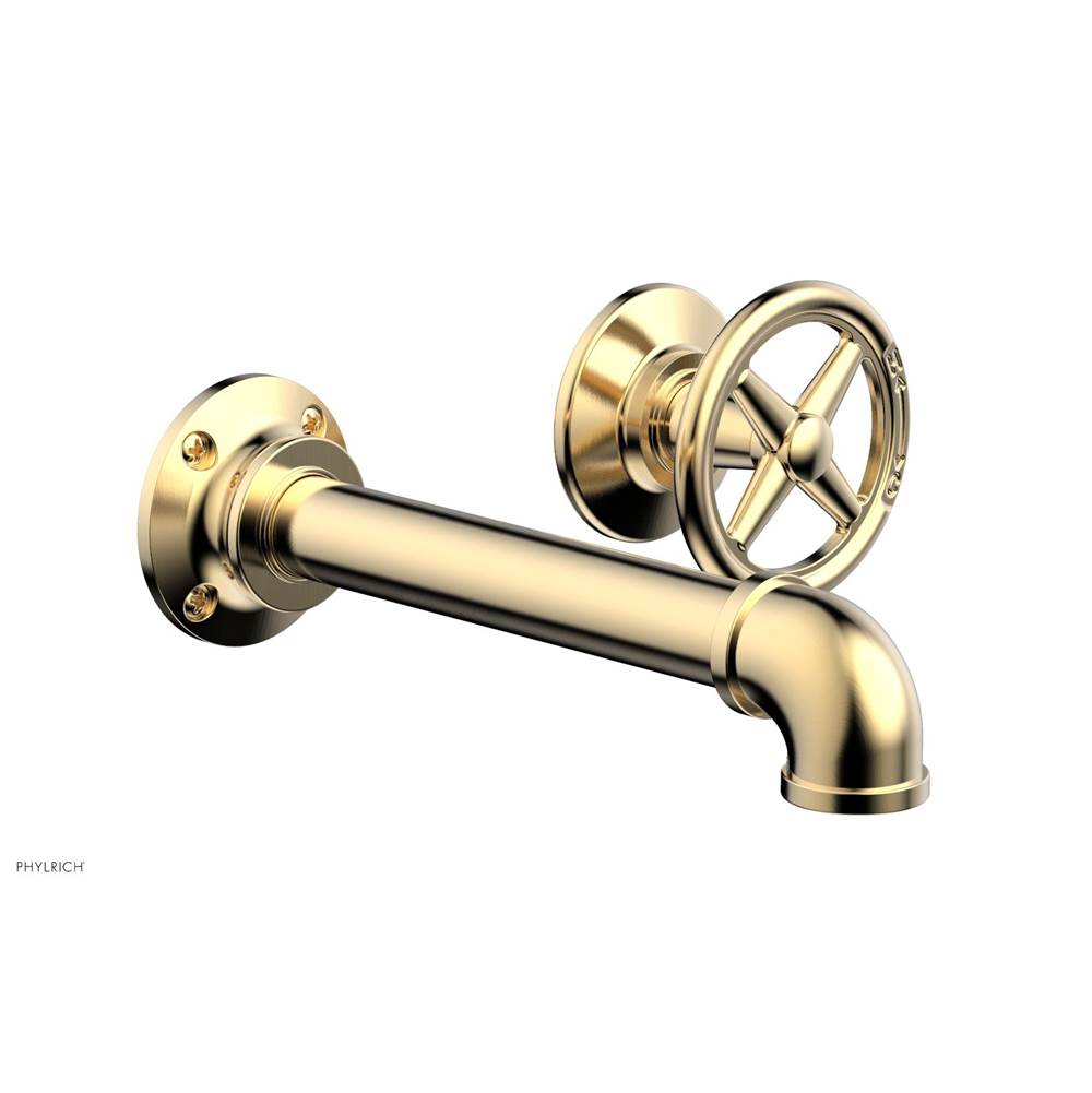 Phylrich - Wall Lav Single Works Industrial, Cross  Handle - Satin Brass