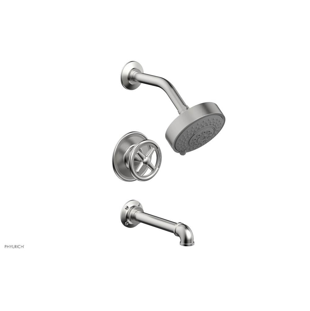 Phylrich - Pressure Balance Tub & Shower Kit, Cross Handle - Satin chrome