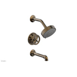 Phylrich - Pressure Balance Tub & Shower Kit, Cross Handle - Antique Brass