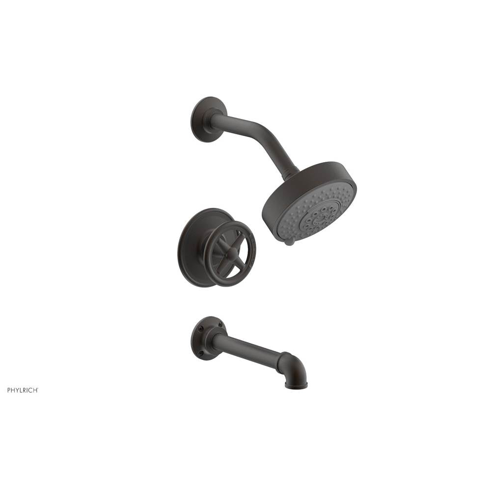 Phylrich - Pressure Balance Tub & Shower Kit, Cross Handle - Oil Rubbed Bronze