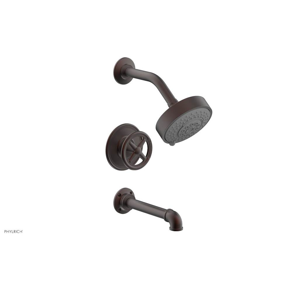 Phylrich - Pressure Balance Tub & Shower Kit, Cross Handle - Weathered Copper