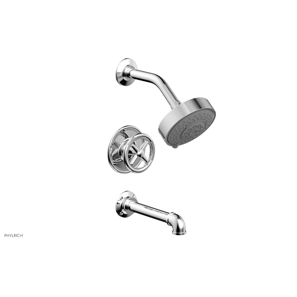 Phylrich - Pressure Balance Tub & Shower Kit, Cross Handle - Polished Chrome