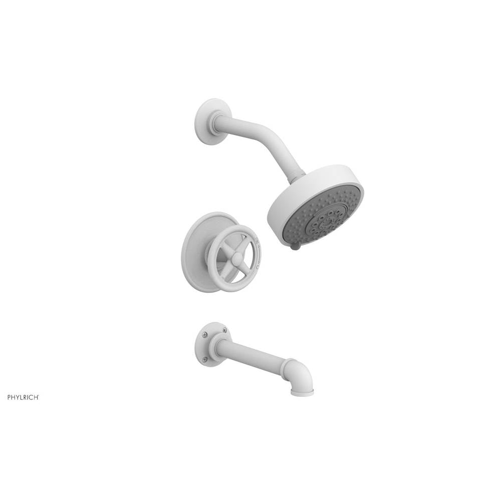 Phylrich - Pressure Balance Tub & Shower Kit, Cross Handle - Satin White