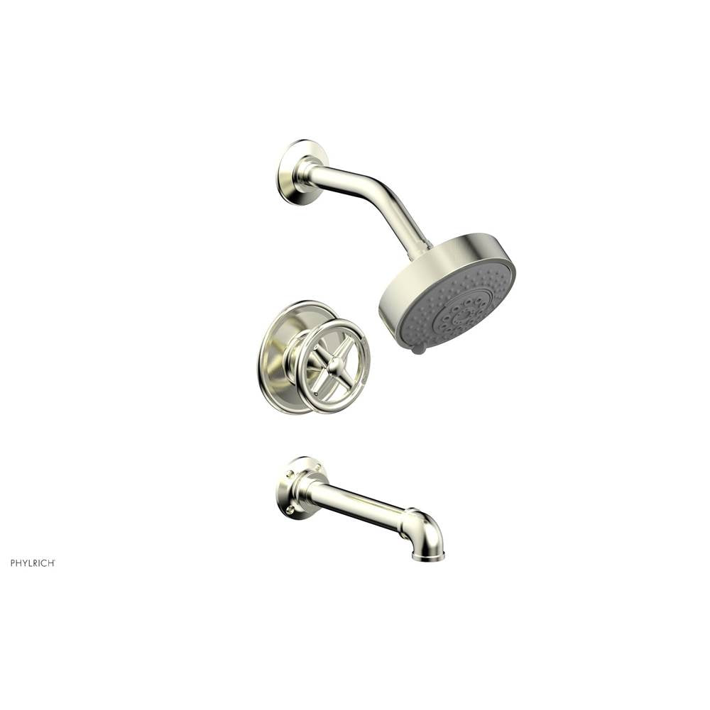 Phylrich - Pressure Balance Tub & Shower Kit, Cross Handle - Satin Nickel