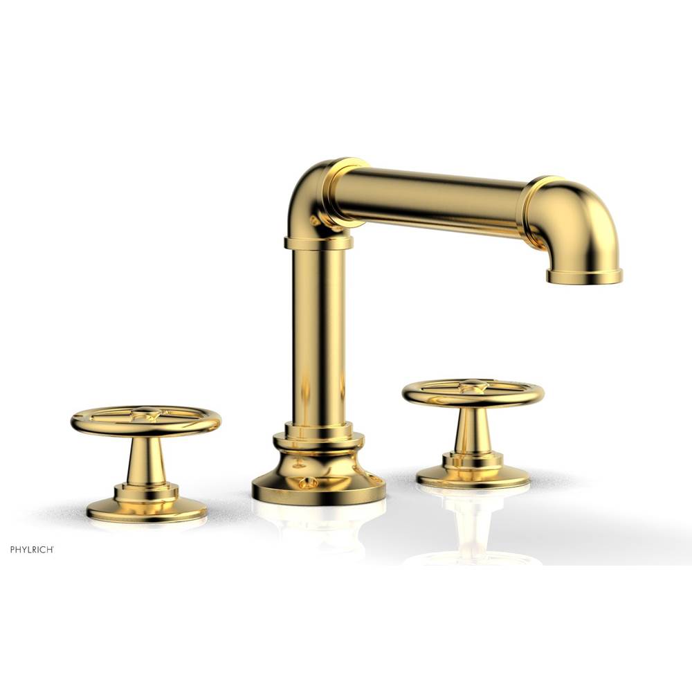 Phylrich - Deck Tub Set Works Industrial, Cross Handle - Satin Gold