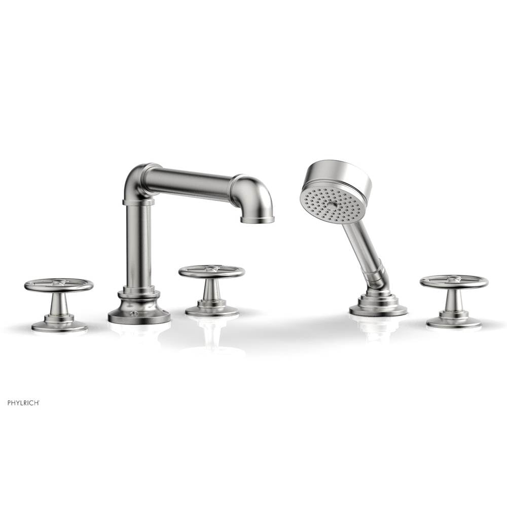 Phylrich - Deck Tub Set Works Industrial W/ Hs, Cross Handle - Satin chrome