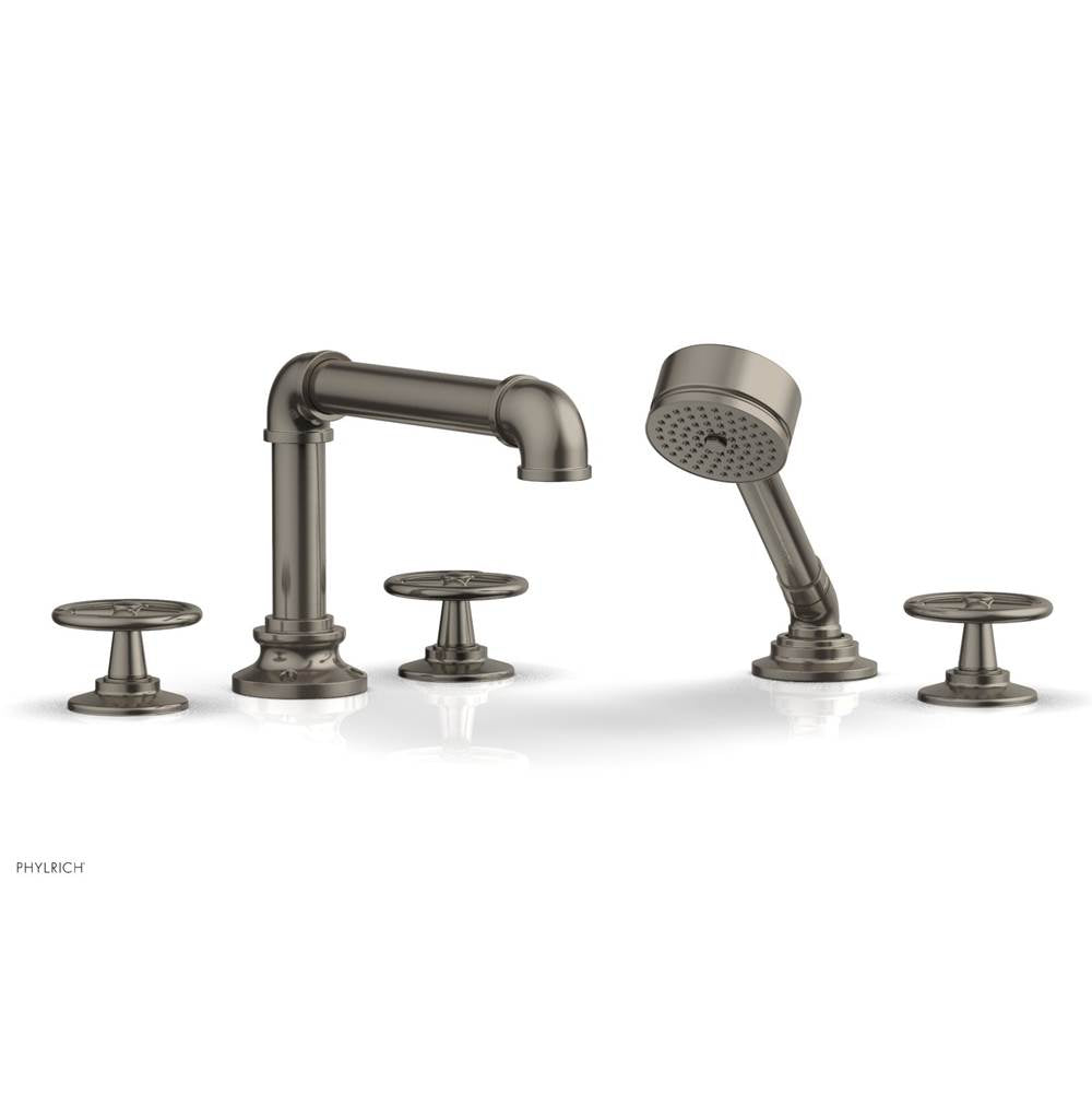 Phylrich - Deck Tub Set Works Industrial W/ Hs, Cross Handle - Pewter