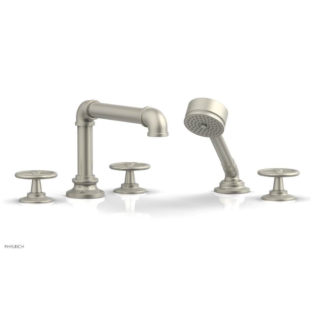 Phylrich - Deck Tub Set Works Industrial W/ Hs, Cross Handle - Burnished Nickel