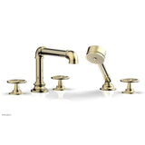 Phylrich - Deck Tub Set Works Industrial W/ Hs, Cross Handle - Polished Brass Uncoated