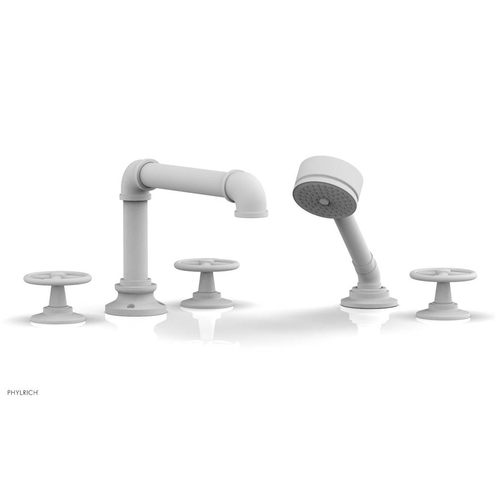 Phylrich - Deck Tub Set Works Industrial W/ Hs, Cross Handle - Satin White