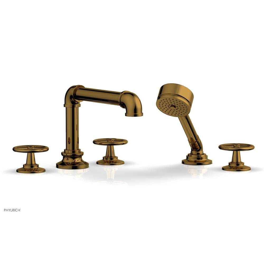 Phylrich - Deck Tub Set Works Industrial W/ Hs, Cross Handle - French Brass