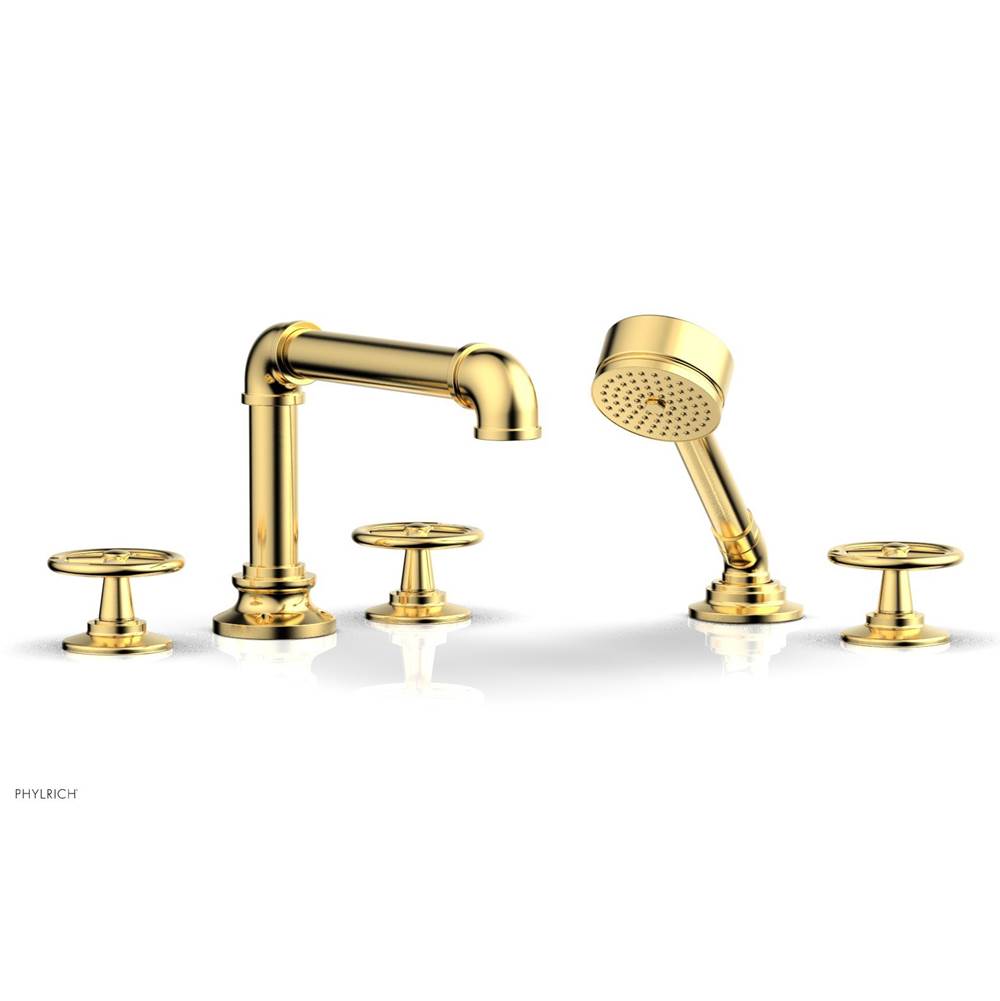 Phylrich - Deck Tub Set Works Industrial W/ Hs, Cross Handle - Satin Gold