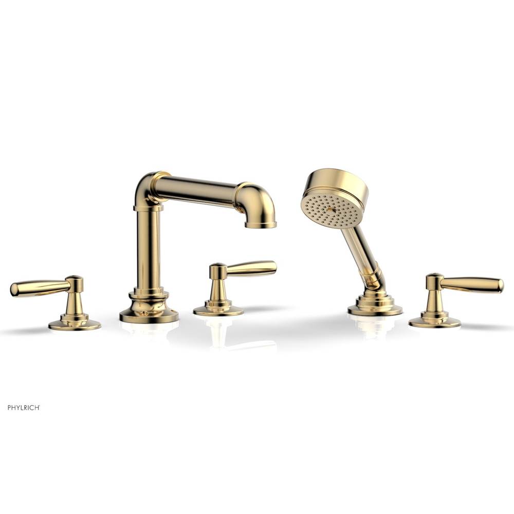 Phylrich - Deck Tub Set Works Industrial W/ Hs, Lever Handle - Satin Brass