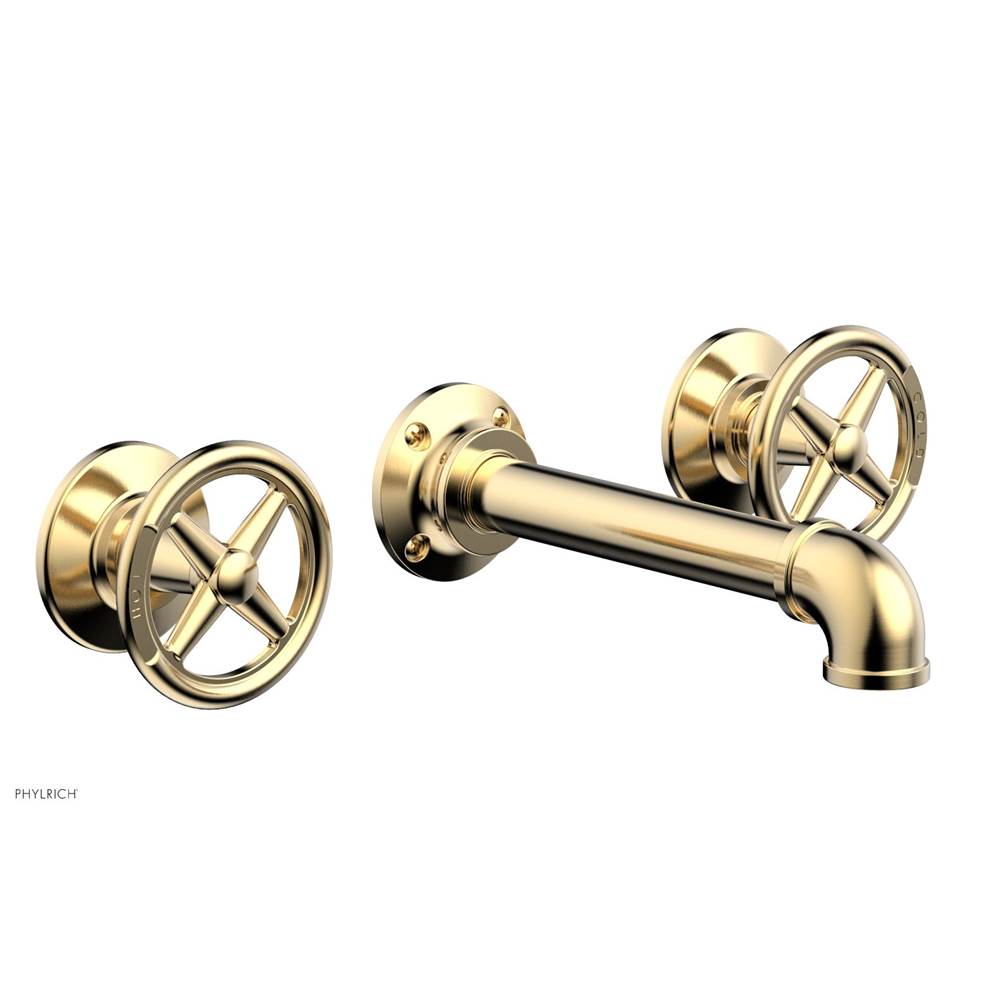 Phylrich - Wall Tub Set Works Industrial, Cross Handle - Satin Brass