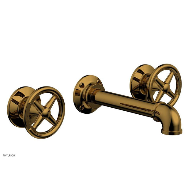 Phylrich - Wall Tub Set Works Industrial, Cross Handle - French Brass